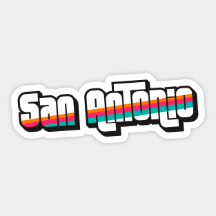 Retro San Antonio Word Art with Stripes 210 Sticker